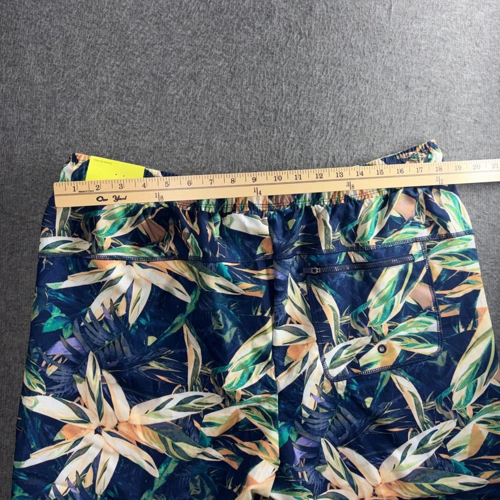 All in Motion Mens Hybrid Shorts XL Navy Blue Tropical Floral UPF 50+ Water Rep